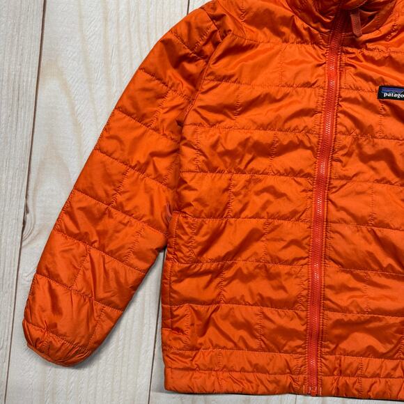 Patagonia Boys Nano Puff Primaloft Jacket Size Small 7-8 Brick Quilted Orange - Picture 3 of 8